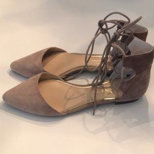 Jessica Simpson Zeena Tan Lace up Suede Flats 9